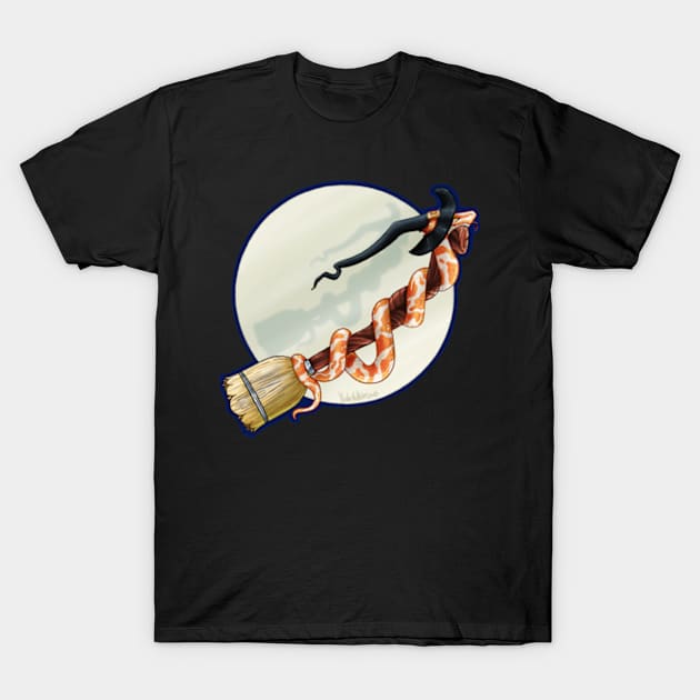 Serpent Witch on a Broomstick T-Shirt by KeishaMaKainn